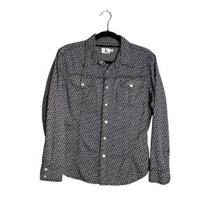 Calvin Klein Floral Print Western Shirt Size L Long Sleeve‎ Snap Up Collared